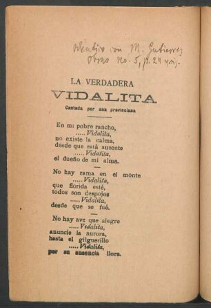 La verdadera vidalita : Cantada por una provinciana