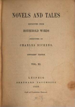 Novels and tales : reprinted from Household Words, 11