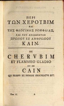 Philonis Ivdaei Opera Omnia Graece Et Latine, Vol. II