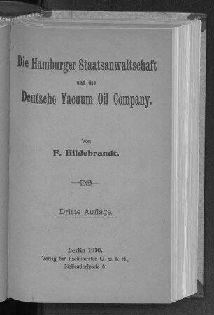 Die Hamburger Staatsanwaltschaft und die Deutsche Vacuum Oil Company