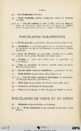 Porcelaines de Chine et du Japon (Nr. 56-87)