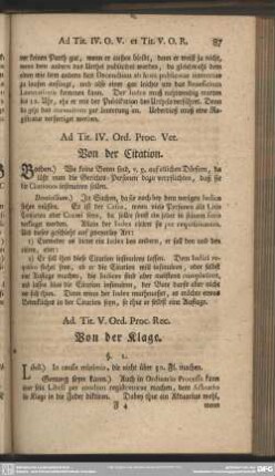 Ad. Tit. V. Ord. Proc. Rec. Von der Klage