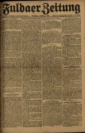 Erste Ausgabe vom Samstag, den 04. Oktober 1919.