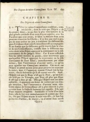 Chapitre II. Des Dégrez de nôtre Connoissance