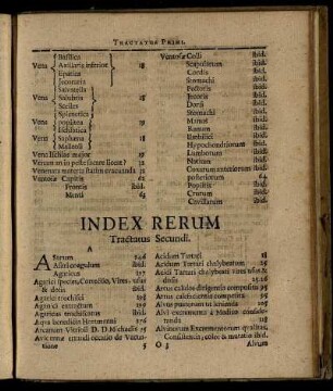 Index Rerum. Tractaus Secundi