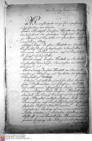 Familienpakt des Freiherrn Franz Christoph Philipp Hugo, Emmerich Joseph, Carl Ludwig und Philipp Franz Freiherren Wambold