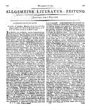 Disney, John: Memoirs of the life and writings of John Jortin, D.D. - London : printed for J. Johnson, 1792