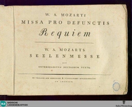 W. A. Mozarti Missa pro defunctis Requiem