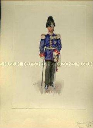 Uniformdarstellung, Hofmarschall in der Uniform des Grenadier-Regiments Nr. 100, Sachsen, um 1900.