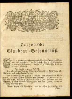 Catholische Glaubens-Bekenntnüß.