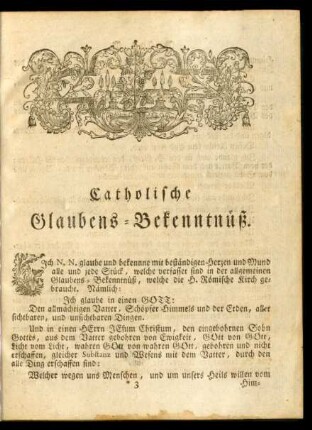 Catholische Glaubens-Bekenntnüß.