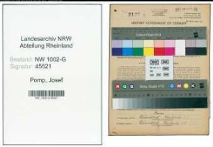 Entnazifizierung Josef Pomp, geb. 13.08.1889 (Schneidermeister)