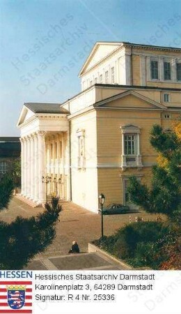 Darmstadt, Haus der Geschichte (ehemaliges Mollertheater) / Blick von der TU Darmstadt auf Ostseite und Portikus