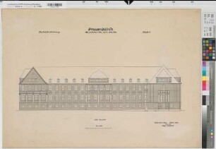 Münster (Münster) Frauenklinik der Universität Hauptgebäude Blatt 8 Südansicht 1926 1 : 100 64 x 93 Zeichnung/Pause Staatshochbauamt II für die Universität Münster 4.08