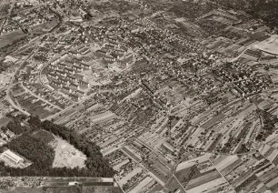 Luftbildaufnahmen von Karlsruhe. Durlach/Aue - Wohngebiet Lohn-Lissen