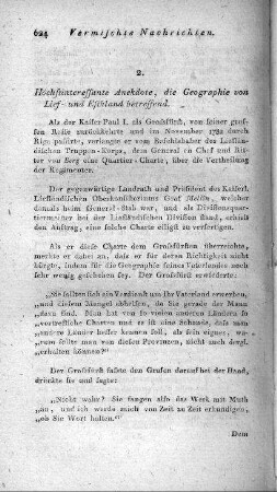 Höchstinteressante Anekdote, die Geographie von Lief- und Esthland betreffend