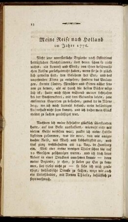 Meine Reise nach Holland im Jahre 1776.