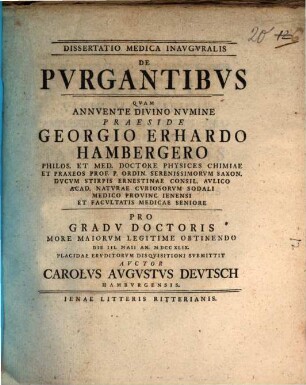Dissertatio Medica Inavgvralis De Pvrgantibvs