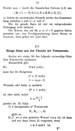 § 2. Einige Sätze aus der Theorie der Potenzreste