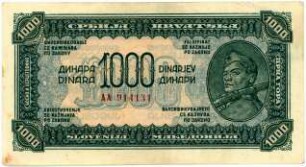 Geldschein, 1.000 Dinar, 1944