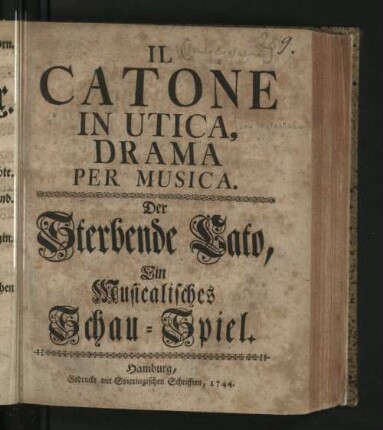 Il Catone in Utica : Drama Per Musica