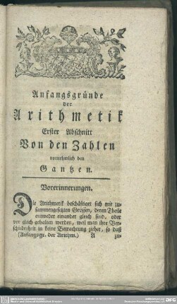 Anfangsgründe der Arithmetik
