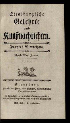 Zweytes Vierteljahr. April~May~Junius. 1782.