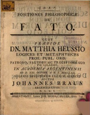 Positiones philos. de fato