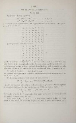 Sul grado delle risultante.