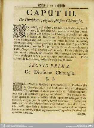 Caput III. De Divisione, objecto, & fine Chirurgiae