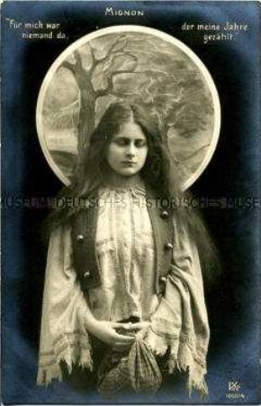 Postkarte mit Frauenbild als Mignon