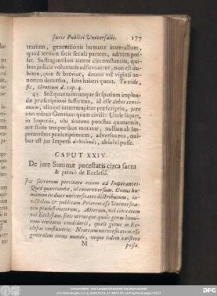 Caput XXIV. De iure Summae potestatis circa sacra & primò de Ecclesiâ.