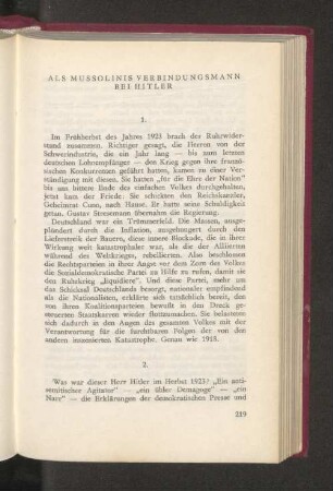 Als Mussolinis Verbindungsmann bei Hitler
