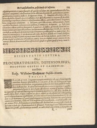 Dissertatio Septima. De Procuratoribus, Defensoribus, Negotiis Gestis Et Calumniatoribus.