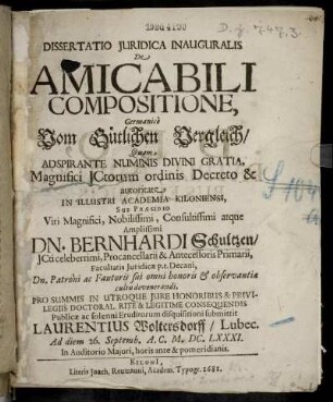 Dissertatio Iuridica Inauguralis De Amicabili Compositione, Germanice