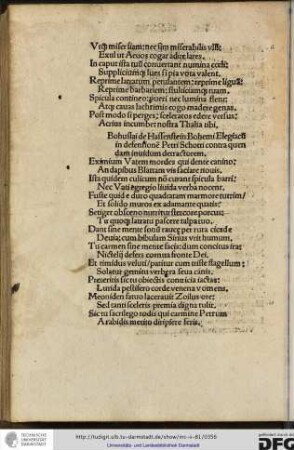 Bohuslai de Hassenstein Bohemi elegiacum in defensionem Petri Schotti contra quendam invidum detractorem.