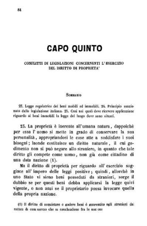Capo Quinto Conflitti Di Legislazioni Concernenti L'Esercizio Del Diritto Di Proprieta'