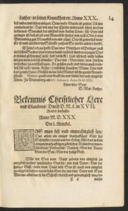 Bekentnis Christlicher Lere und Glaubens ...
