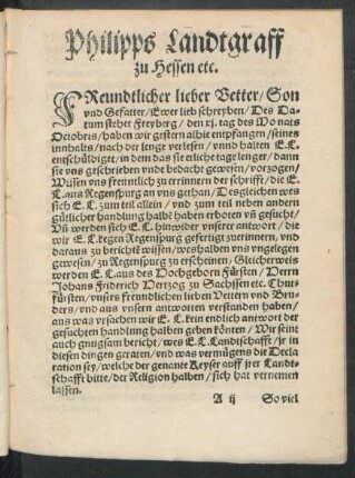Philipps Landtgraff zu Hessen etc.