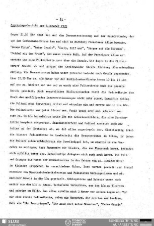 Augenzeugenbericht vom 7. Oktober 1989