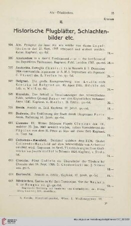 II. Historische Flugblätter, Schlachtenbilder etc. (Nr. 594-655)
