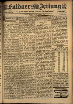 Zweite Ausgabe vom Samstag, den 22. Dezember 1900.