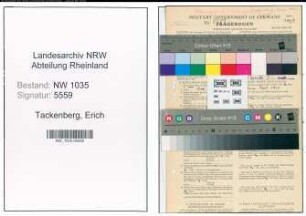Entnazifizierung Erich Tackenberg , geb. 08.07.1900 (Bergmann)