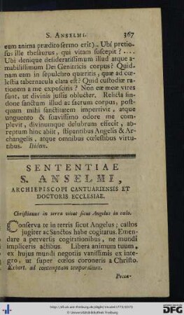 Sententiae S. Anselmi.