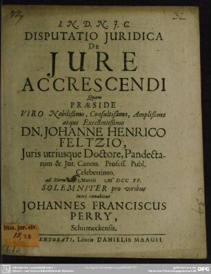 Disputatio Iuridica De Iure Accrescendi