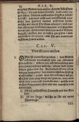 Cap. V. Von Gottes willen.