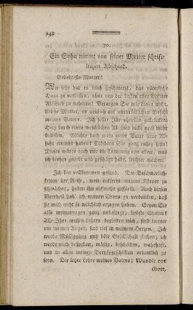 70. Ein Sohn nimmt von seiner Mutter schriftlichen Abschied