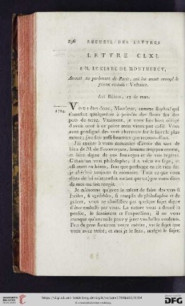 (Lettre CLXI - CLXX)