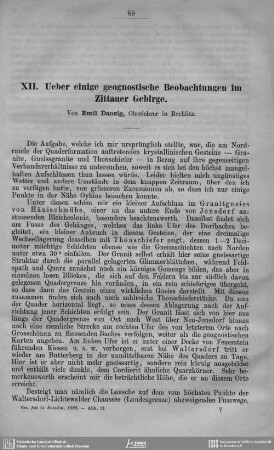 Ueber einige geognostische Beobachtungen im Zittauer Gebirge