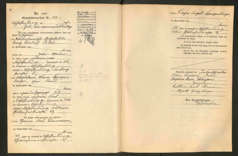 Standesamtsbuch der Stadt Aschaffenburg: Eheschließungen 252/1930 - 130/1931